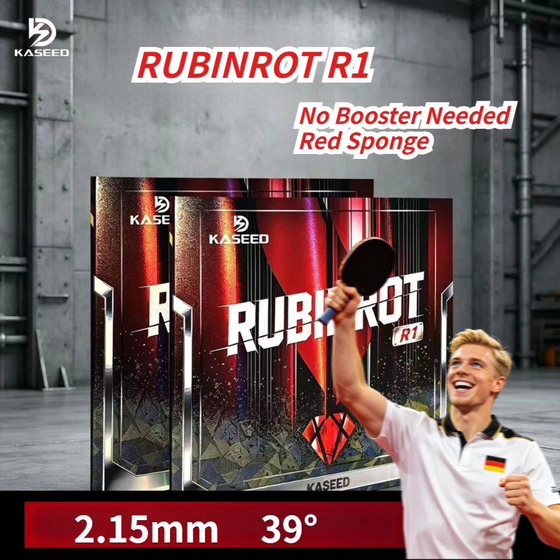 KASEED RUBINROT R1 Table Tennis Rubber Pimples in with 2.15mm Red Sponge 39° Ultra-Sticky Ping Pong Rubber for Loop & Control