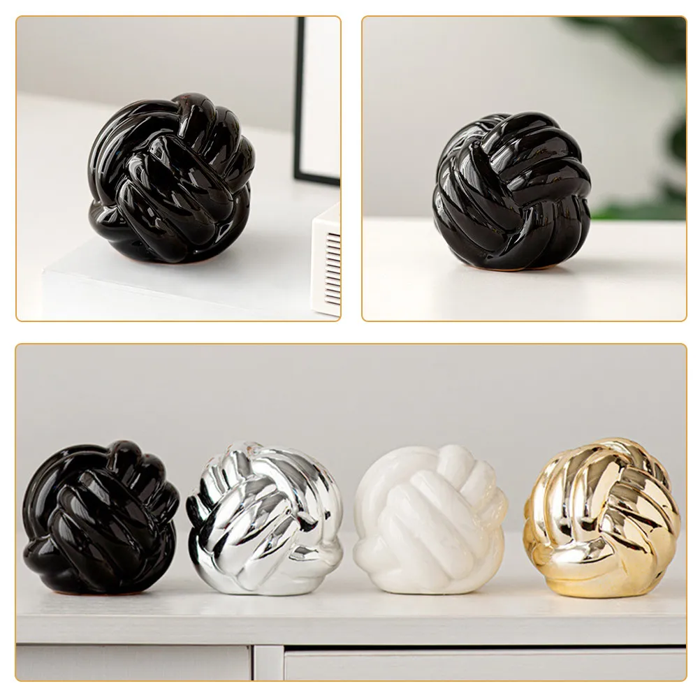 Ceramic Thread Knot Decor Nordic Style Twisted Line Statue Home Desktop Ornament Dressing Table Adornment Indoor Office