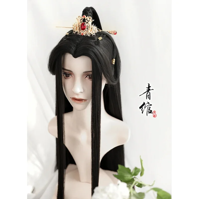 Anime Heaven Benedizione ufficiale Costume Cosplay Xie Lian Parrucca Capelli neri Tian Guan Ci Fu Hanfu Parrucche Uomo Halloween Han Fu