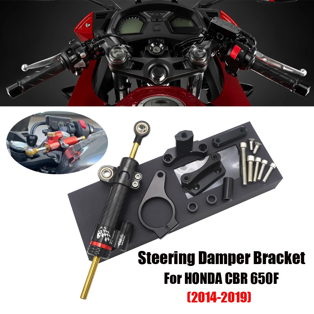 

For HONDA CBR650F CBR 650F CBR650 F 2014 2015 2016 2017 2018 2019 Motorcycle CNC Adjustable Steering Damper Stabilizer Mounting