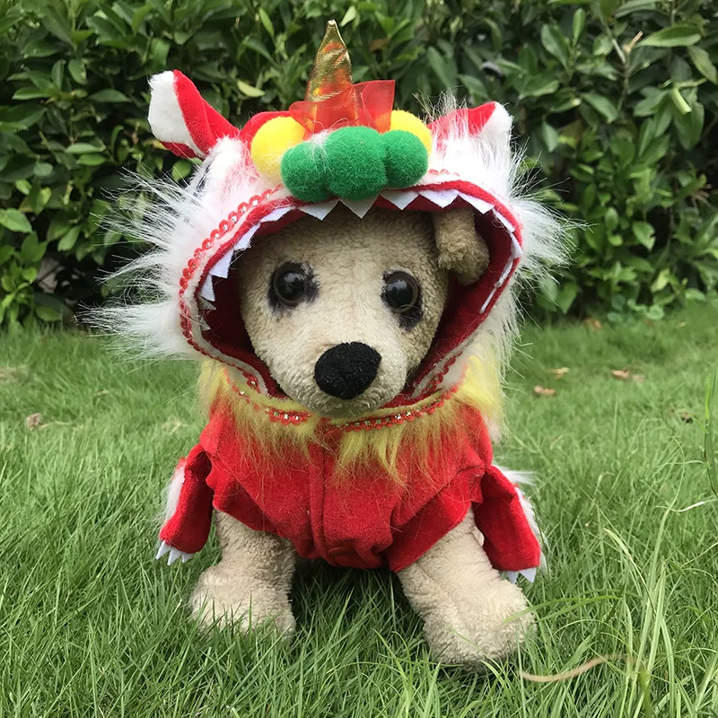 Dog Clothes Lion Changing Clothes Wholesale Teddy Autumn and Winter Funny Happy Chinese New Year Pet Clothes