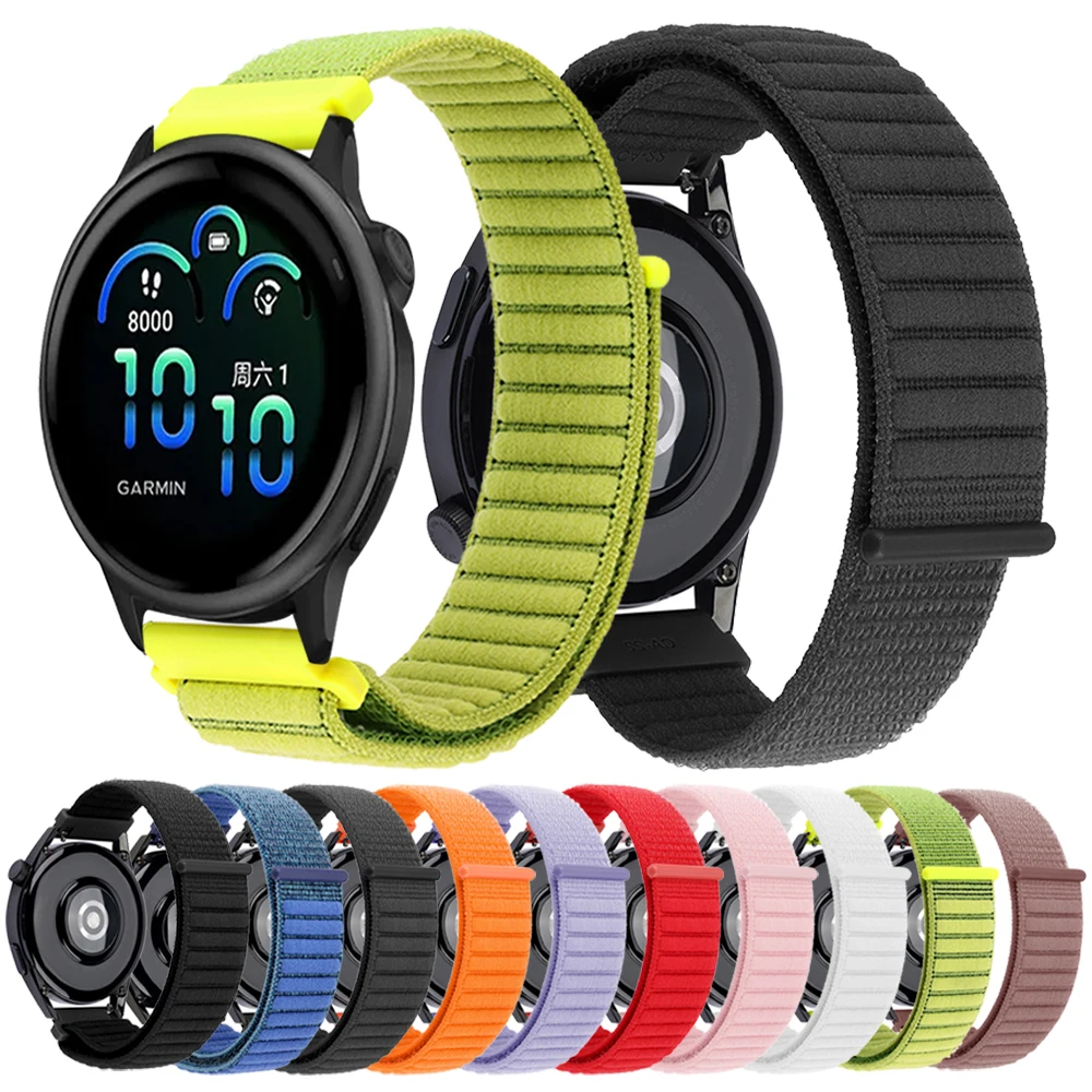 22 mm 20 mm Nylon-Schlaufenbänder für Garmin Venu 2 Plus 3 Sq Approach S50 Armband Vivoactive 4 5 6 Forerunner 265 570 255 Musikarmband