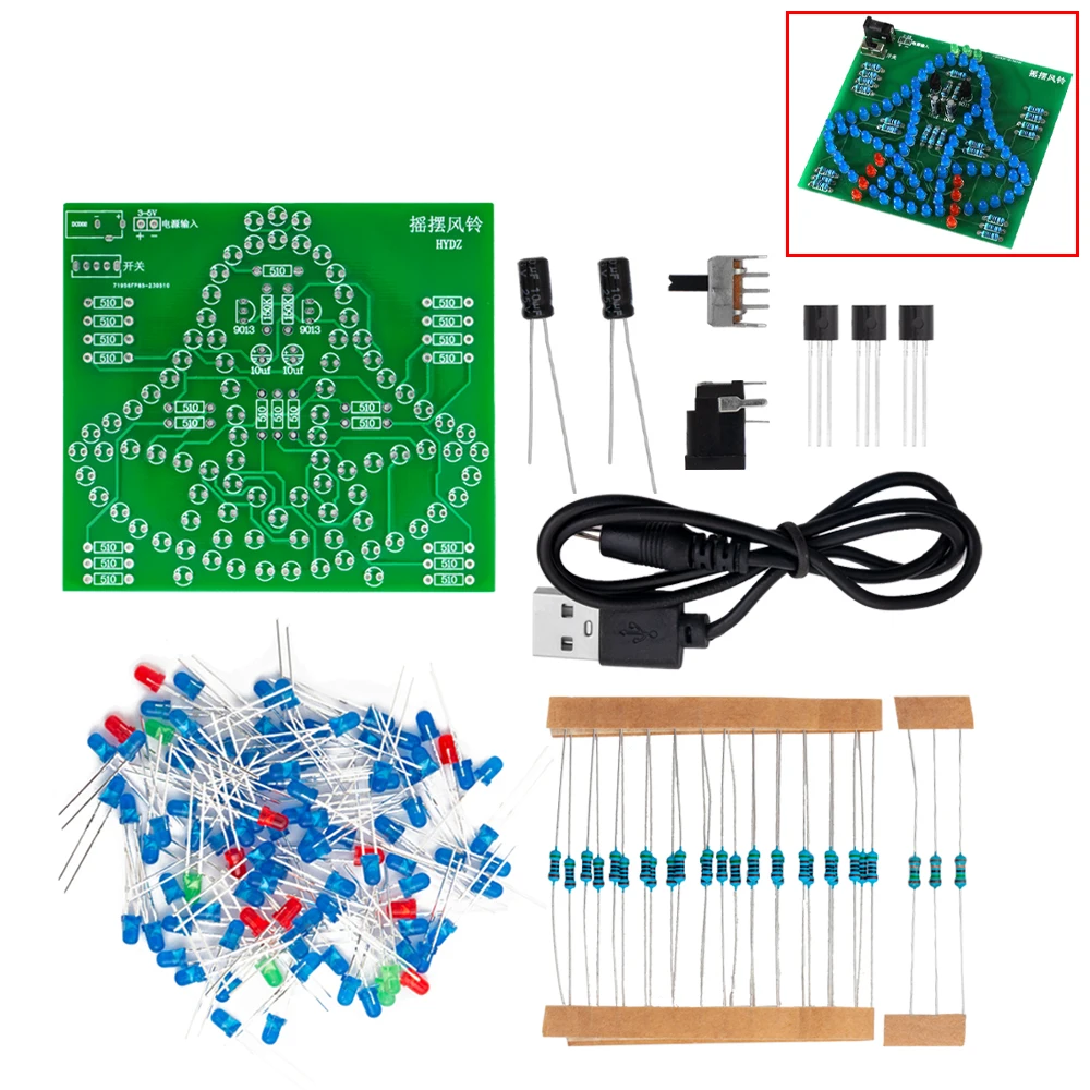 Laboratory Swing Bells DIY Windbell Fun Soldering Electronic Swing Bells Wind Chime 95 LEDs Flashing Light DC 5V Learning Kit