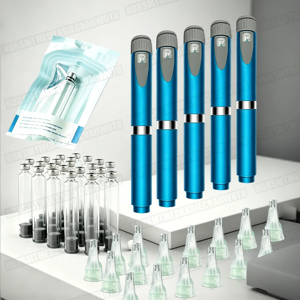 

Light Blue Medical Aesthetics Injection Pen 3ml Empty Cassette Bottle Cartridges 4/6/8mm Pen Tip Sterile Individual Packaging