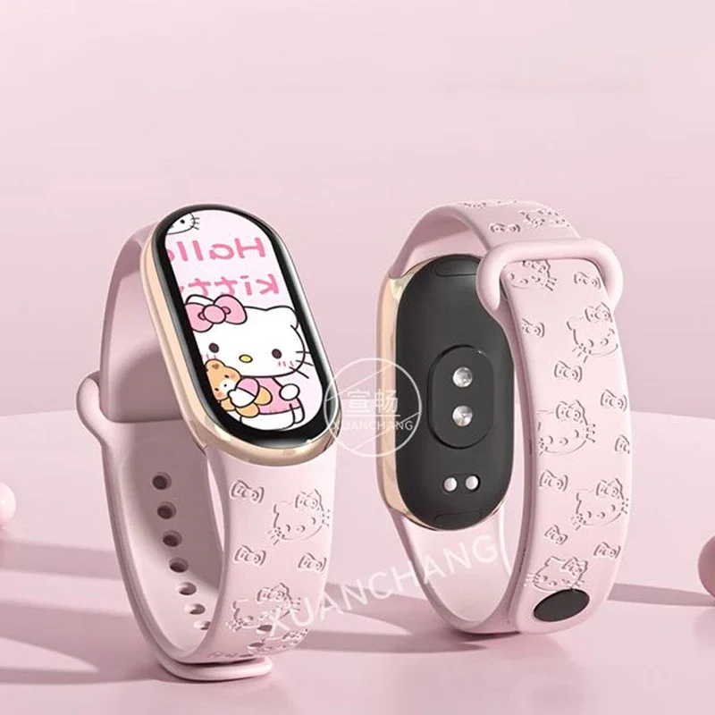 Cinturino Sanrio Hello Kitty per Xiaomi Mi Band 8 7 cinturino da polso in Silicone cinturino da polso di ricambio per Xiaomi Band 6 5 4 3 7 8