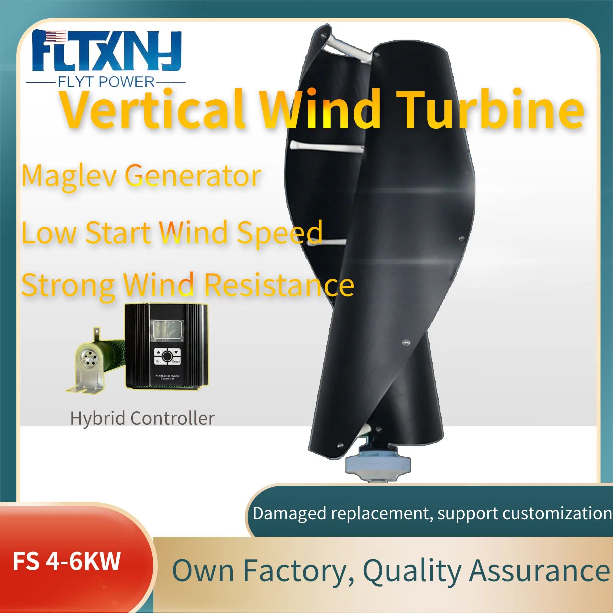 6KW 12V 24V 48V Low RPM Vertical Wind Tubine Generator For Home Farm 6000W Small Windmill With Free MPPT Charge Controller