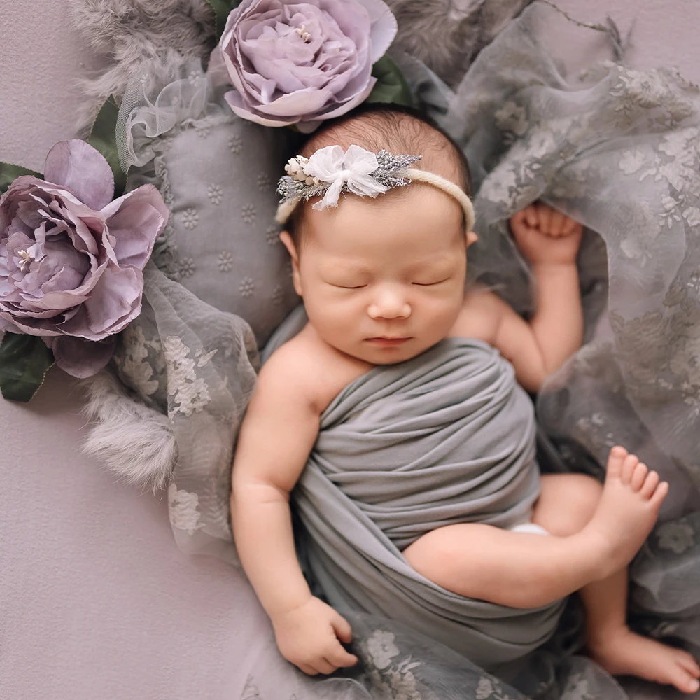 Accessoires de photographie pour bébé, bonnet et oreiller en dentelle ronde, coiffure pour bébés, couverture en fourrure de lapin, accessoires de