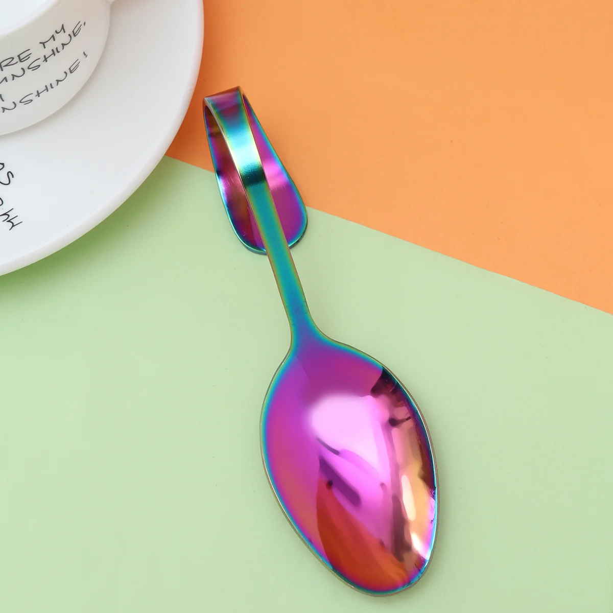 

Stainless Steel Curved Handle Spoon Rose Golden Hotel Buffet Kitchen Tableware Rust Resistant Polished Mirror Finish