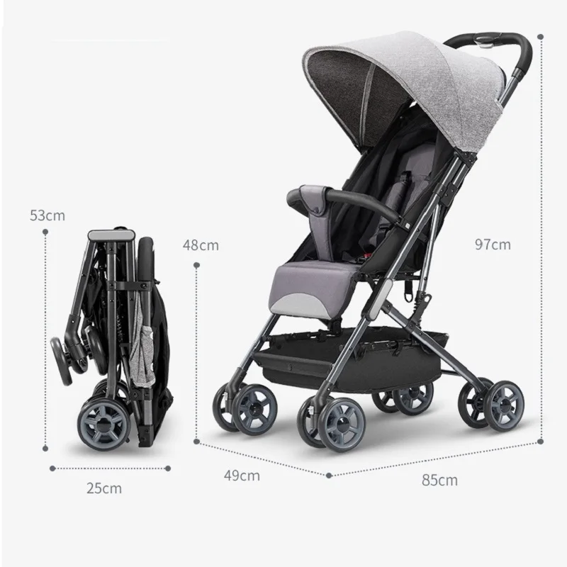 One hand fold super lightweight baby stroller pram 0-3 years toddler stroller carriage functional pram