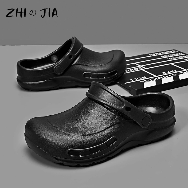 

New EVA Waterproof and Oil Resistant Casual Chef Shoes Work Nurse Shoes Men's Summer Breathable and Lightweight Sandals