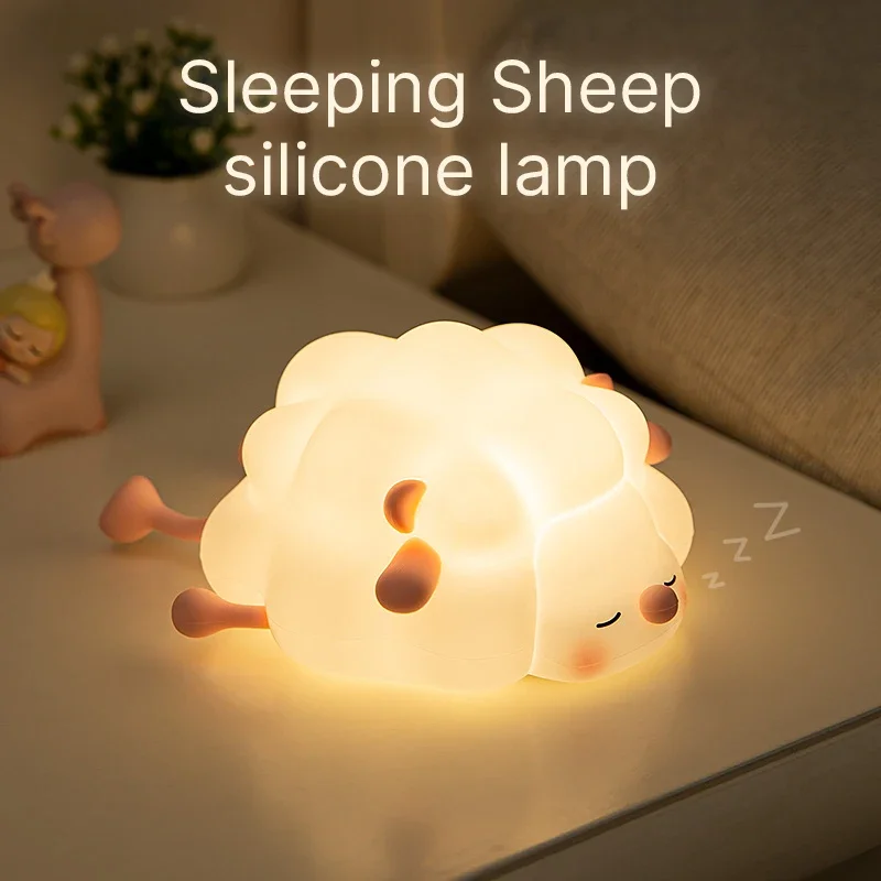 Lampu malam silikon Mini lucu lampu kamar tidur LED anak-anak kartun silikon atmosfer tepuk