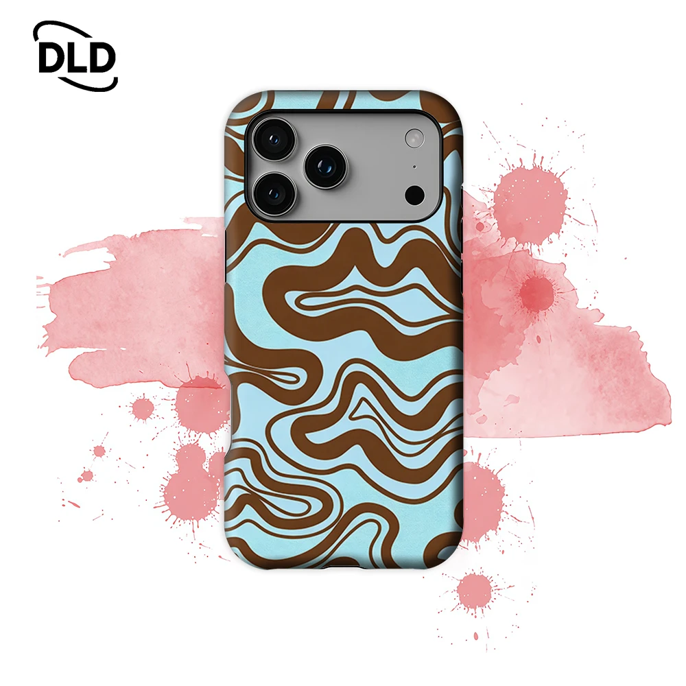 

Blue Brown Wavy Line Phone Case for Magnetic Phone Case for IPhone 17 16 15 14 13 Pro Max Plus Single Double-layer Tough Case