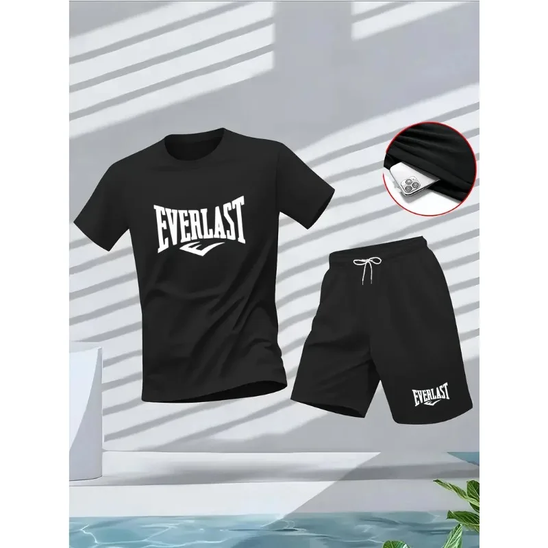 

2026 brand new summer fashion printed fitness and sports loose, breathable, quick-drying round-neck short-sleeved set