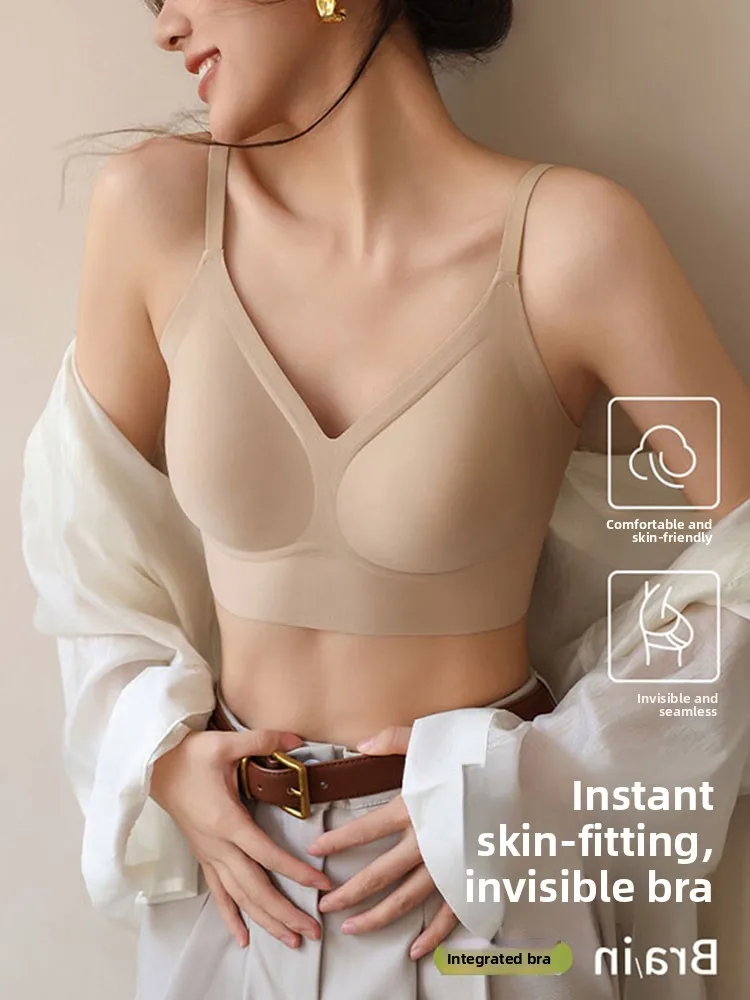 Ice Silk One-Piece Bra Vest Women Summer Thin Style Seamless Anti-Light with Chest Pad Beautiful Back Wrap Chest Strap