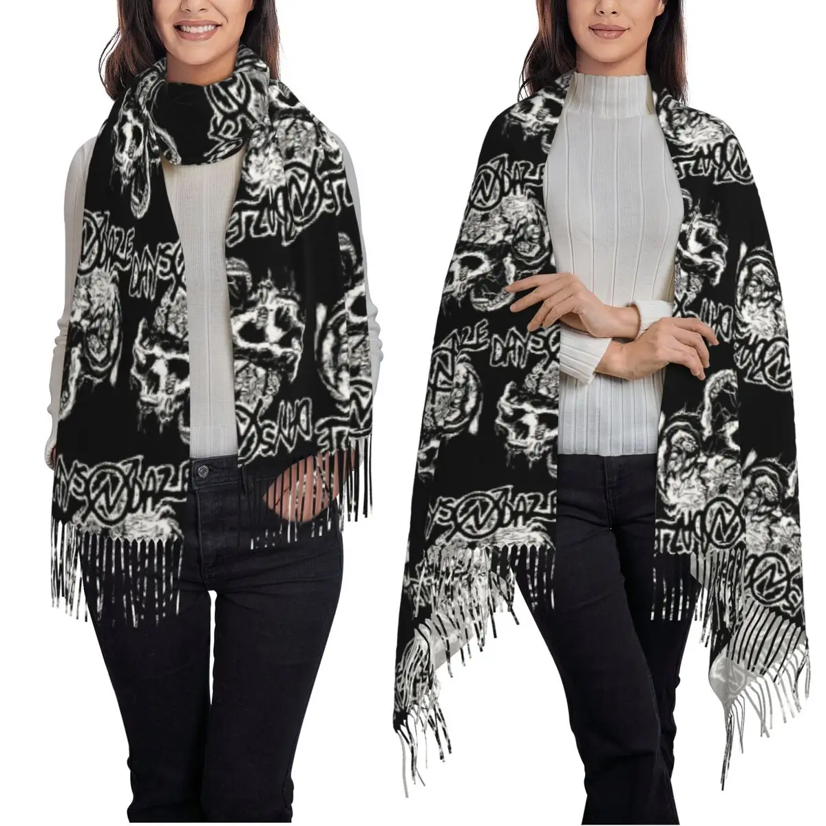 Days N' Daze Folk Punk Sciarpa Sciarpe con nappe per donna Scialli e stole morbidi e caldi Grande scialle autunno inverno