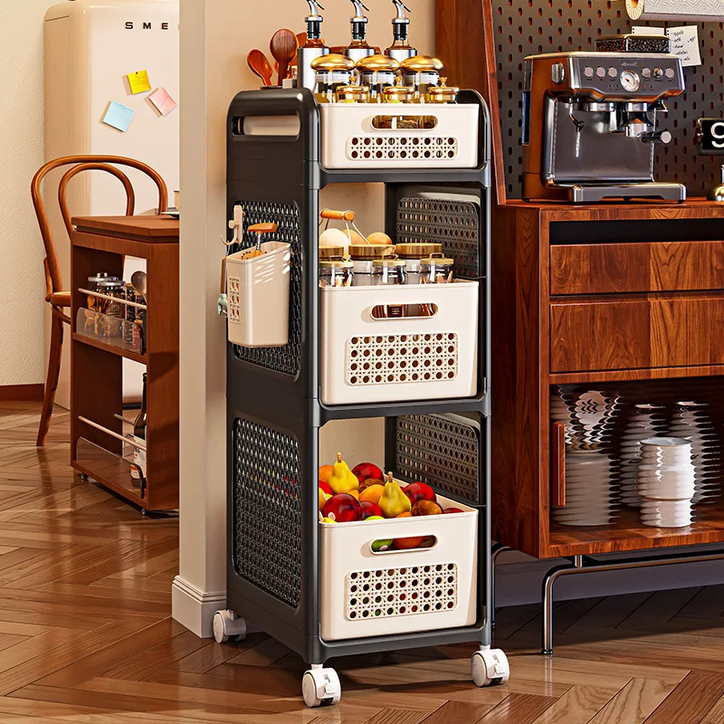 

Medieval bedside table Bedroom rack Large capacity multi-layer removable storage rack Snack trolley storage rack