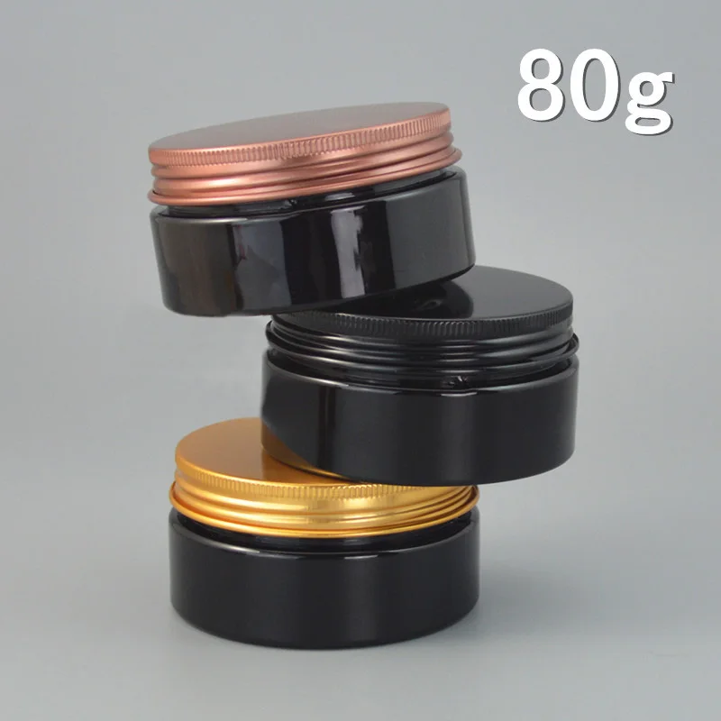 80G black plastic PET bottle/pot/jar few lid essence/mask/day cream/moisturizer/wax/gel serum cosmetic packing skin care