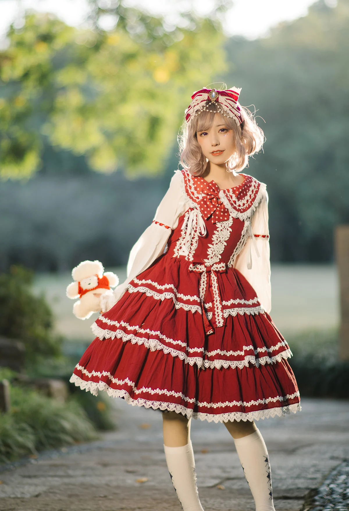 Moon's Herb Victorian Japanese Sweet Lolita Dress Kawaii Print Dress OP Lolita Princess Dress Tea Party Fairy Dress S-2XL