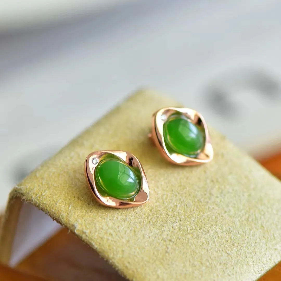 Pendientes de jaspe con incrustaciones de plata S925 para mujer, aretes de Jade hetiano Natural, joyería avanzada, encanto de lujo, regalos de joyería