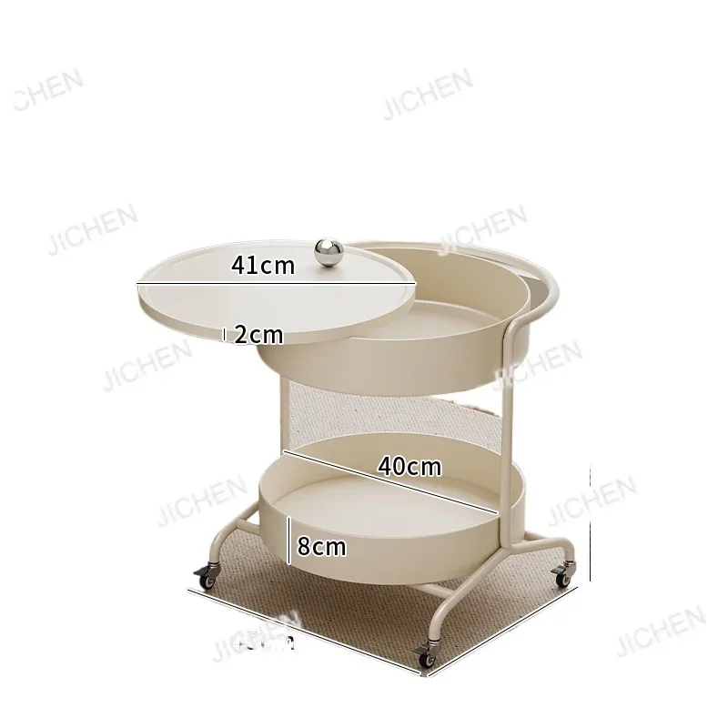 

HS JC Современный подвижный журнальный столик с колесиками, боковой столик для дивана для гостиной, креативный круглый стол-раскладушка с полкой для хранения
