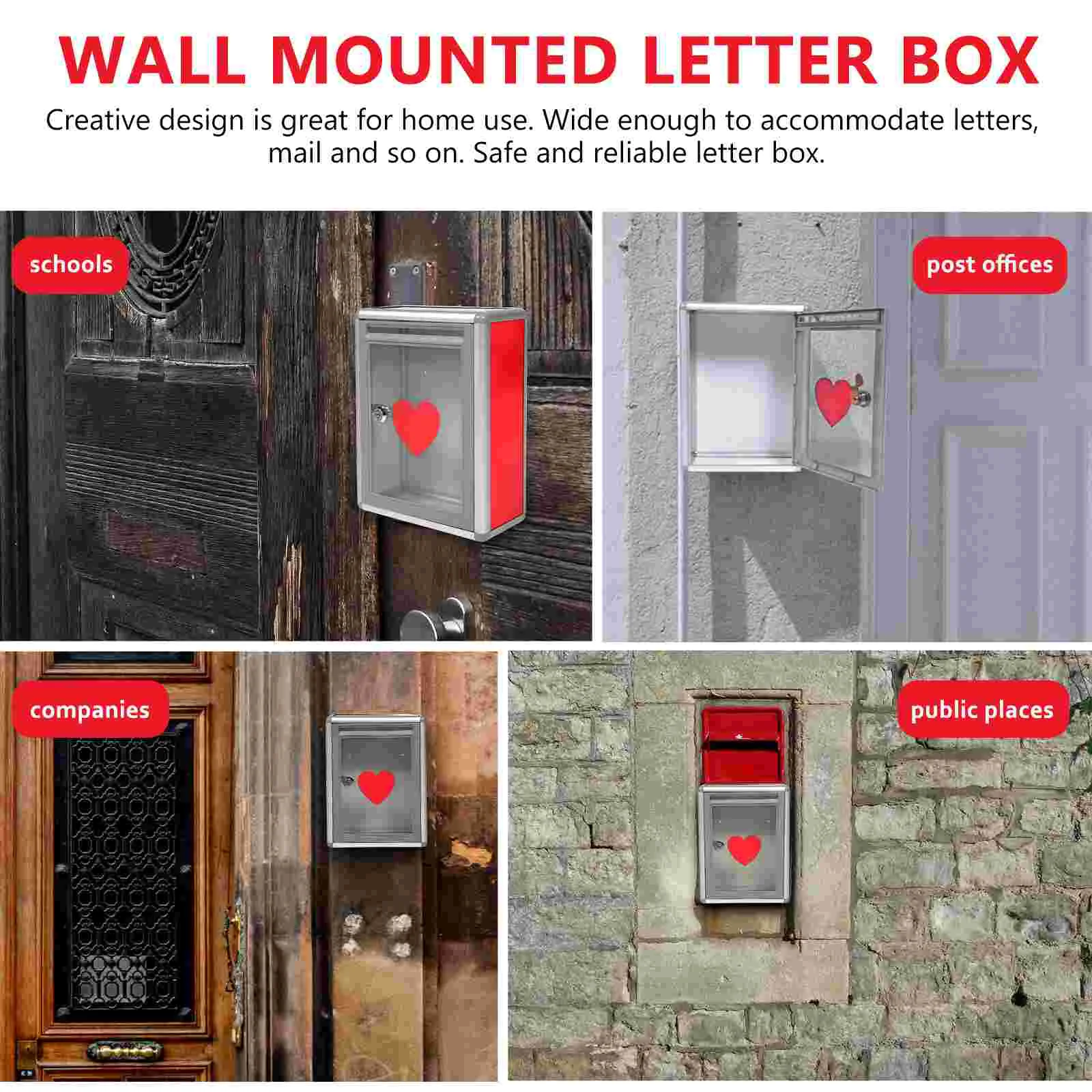 Donation Box Storage Container Collection Wall-mount Mailboxes with Small Letter Metal