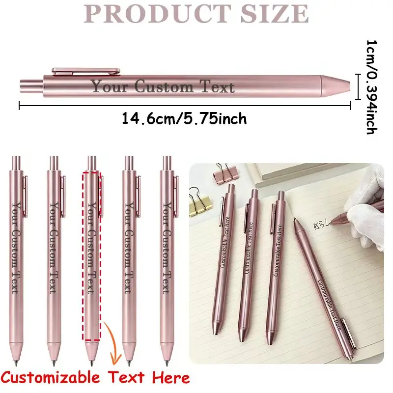 15/30/50Sets Custom Luxury Ballpoint Pen Set with Kraft Gift Box Retractable Black Ink Laser-Engraved Text Smooth Writing Pen