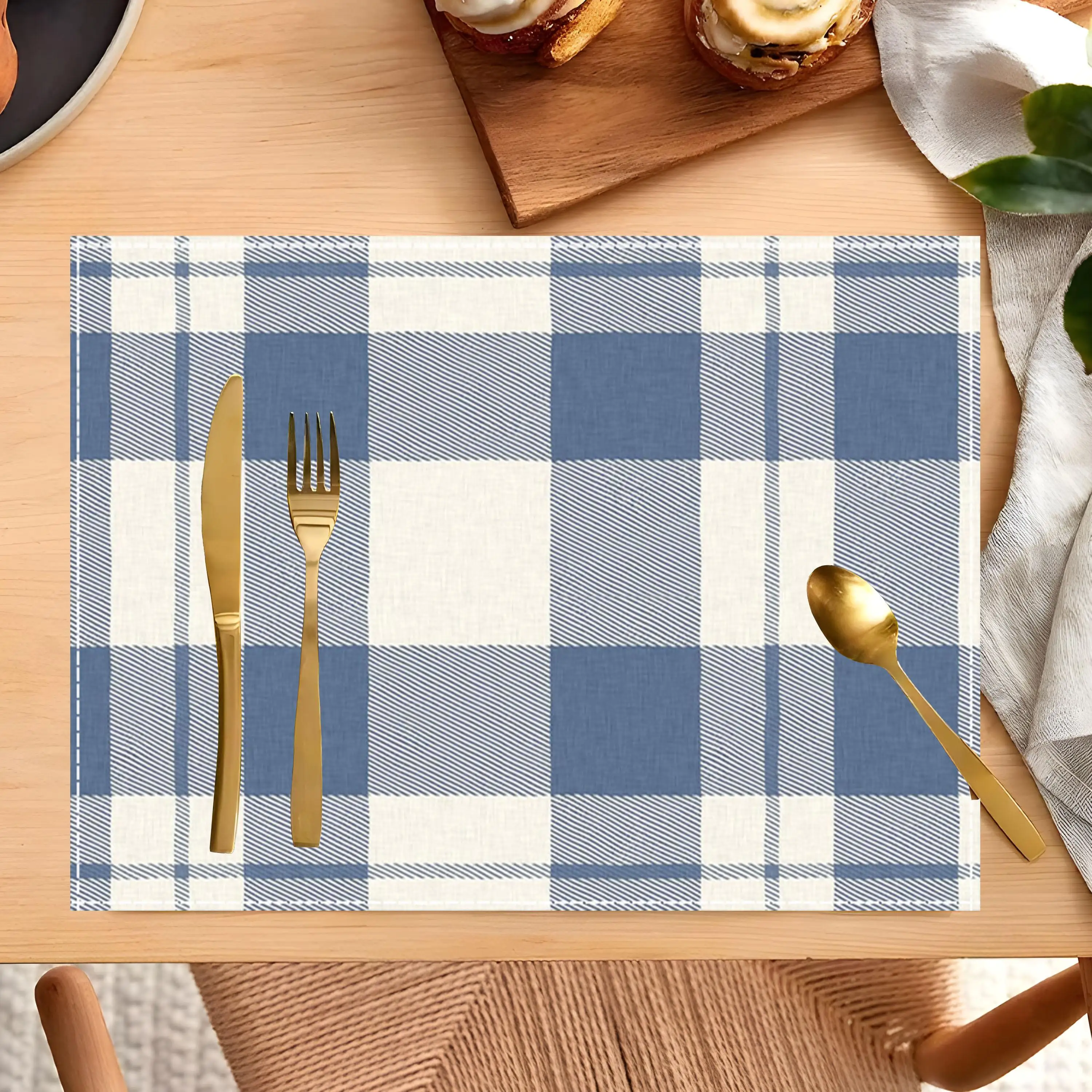Blue And White Checkered Table Mats  Placemats Suitable For Restaurants Catering And Holiday Decorations