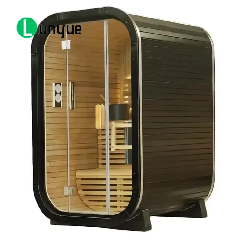 Mini Solid Wood Wet Steam Sauna for 2 People Modern Design with Control Panel Home Spa Relaxation Compact Size Easy