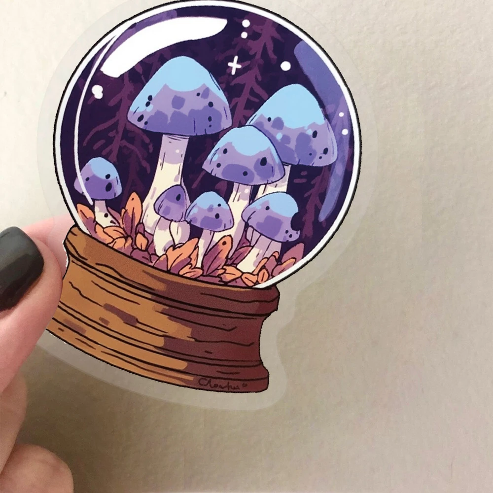 

10/30/50pcs Mushroom Bottle Graffiti Stickers Cute Cartoon Decals Waterproof DIY Laptop Suitcase Phone Transparent Decals Decor