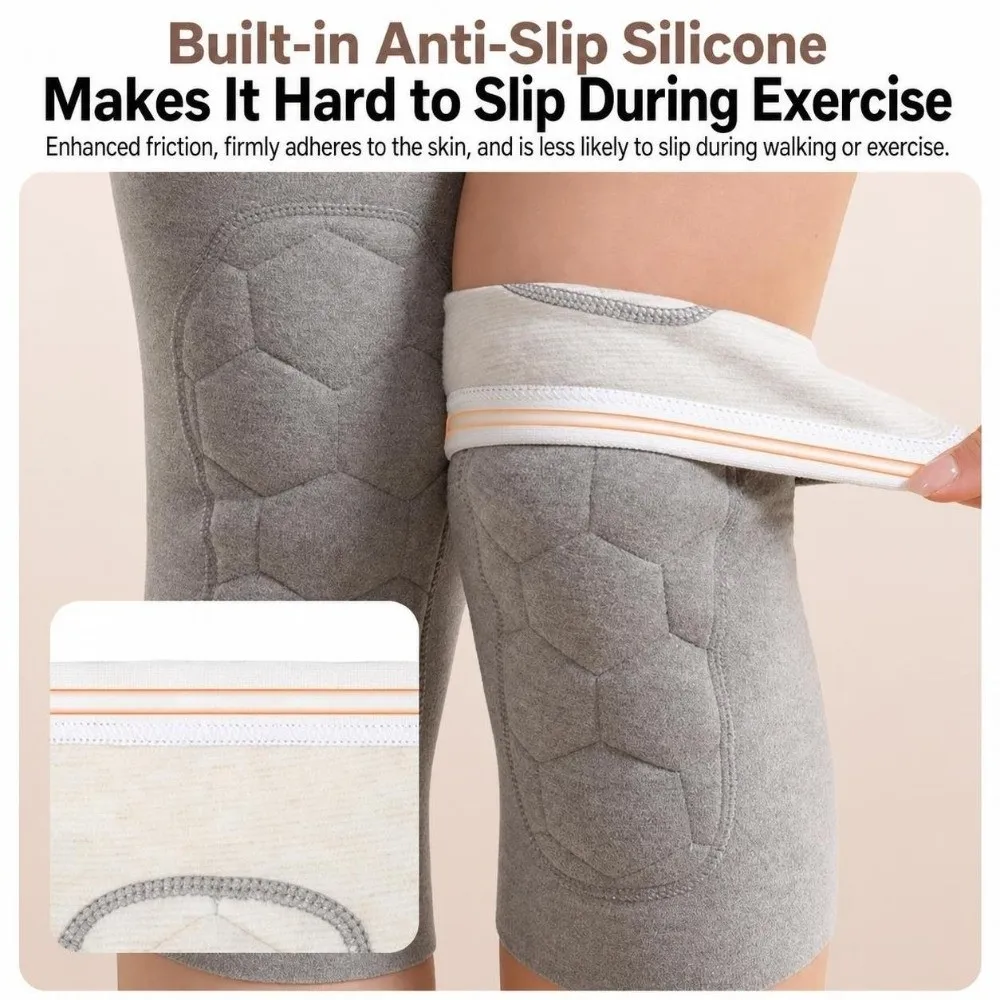 Plus Velvet Wool Knee Sleeve Coldproof Thickened Cycling Leg Warmer Anti-slip Silicone Warm Leg Sleeves for Air-conditioned Room