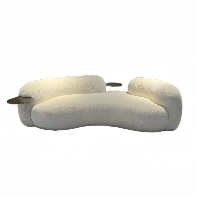 

Italian minimalist designer curved living room lamb wool clothing store Internet celebrity reception pea sofa cream wabi sandy w