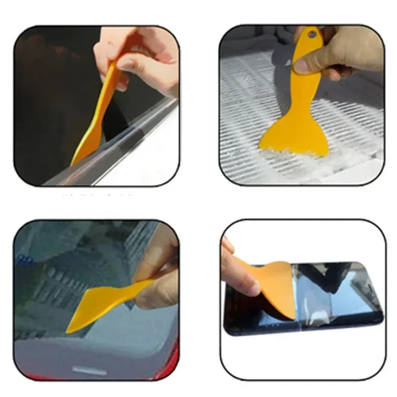 10pcs Mini Car Film Wrap Scraper Tools Yellow Hard Sticker Smoothing Triangle Squeegee Car Window Vinyl Wrap Film Tools