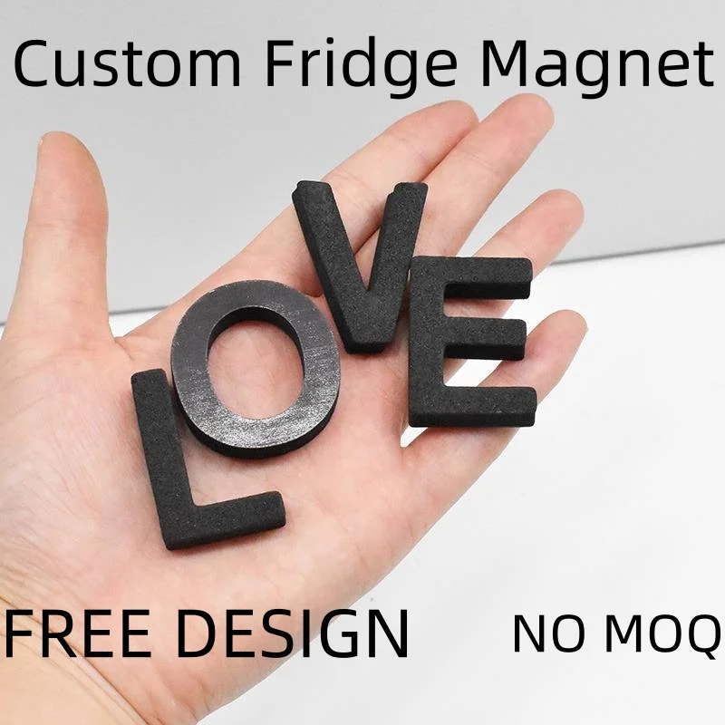 No MOQ Custom Black Alphabet Fridge Magnet 3D DIY Letter Refrigerator Sticker for Home Decor & Personalized Souvenir