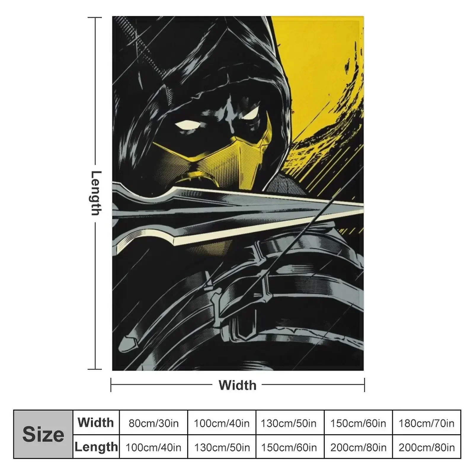 Mortal Kombat Scorpion Serious Ninja Throw Blanket couch cozy soft plush fuzzy picnic outdoor blanket