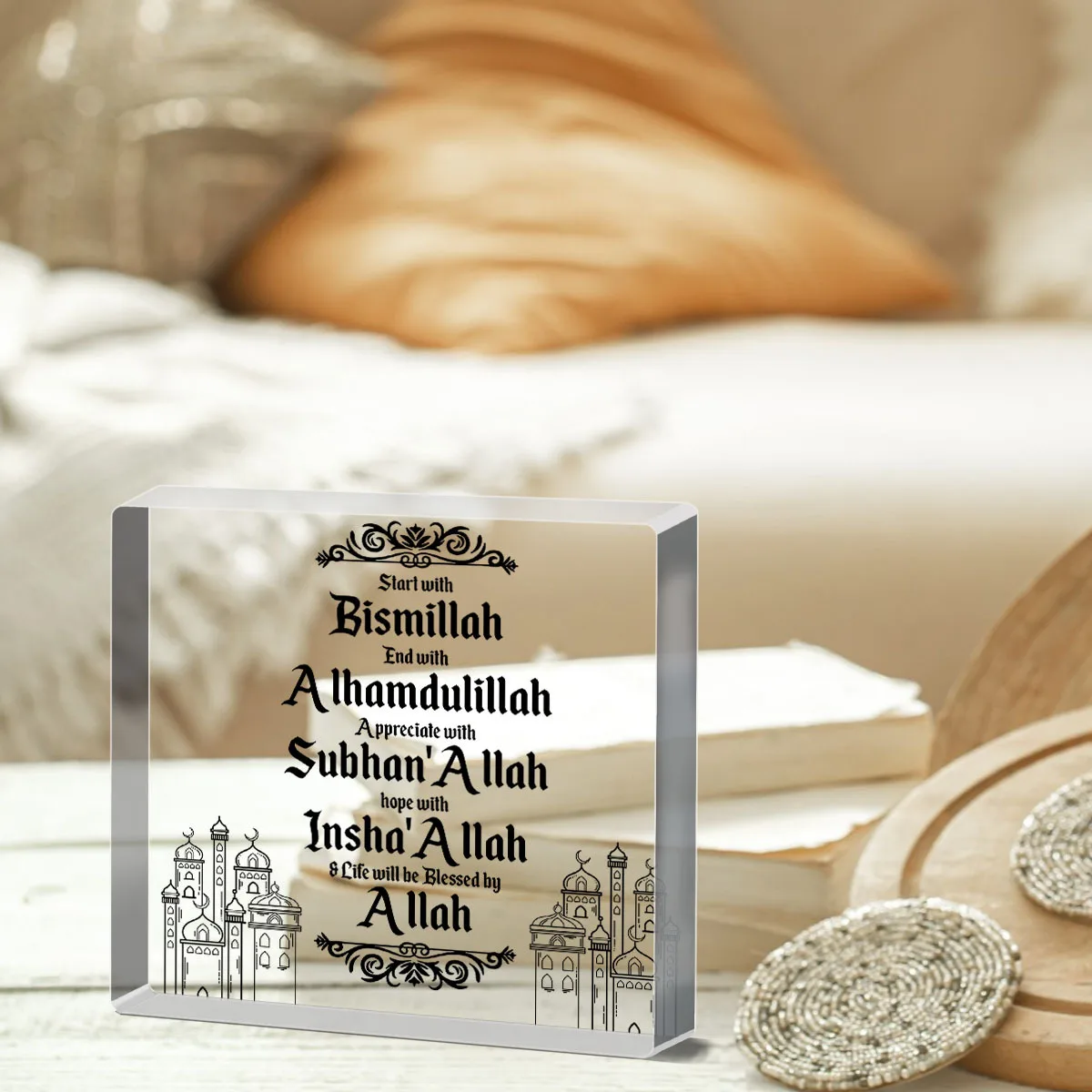 Islamic acrylic decoration for Eid al Fitr, Mubarak decoration for Allah's appreciation, Arab Ramadan decoration