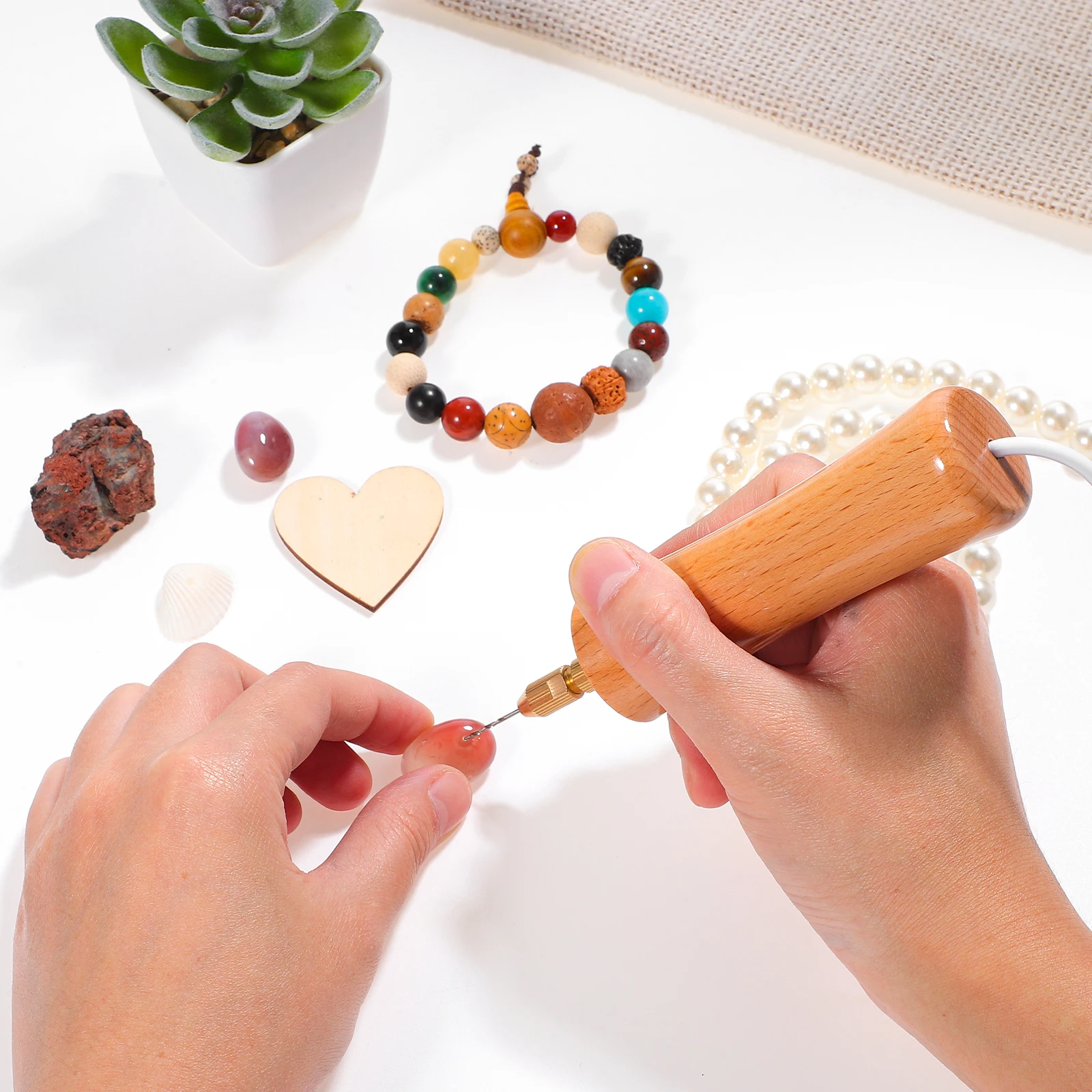 

Resin Drill Kit Hole Punch Set Mini Hand Rotary Tool Electric Wood Drills Making Jewelry Craft Strong Lasting Easy Operation