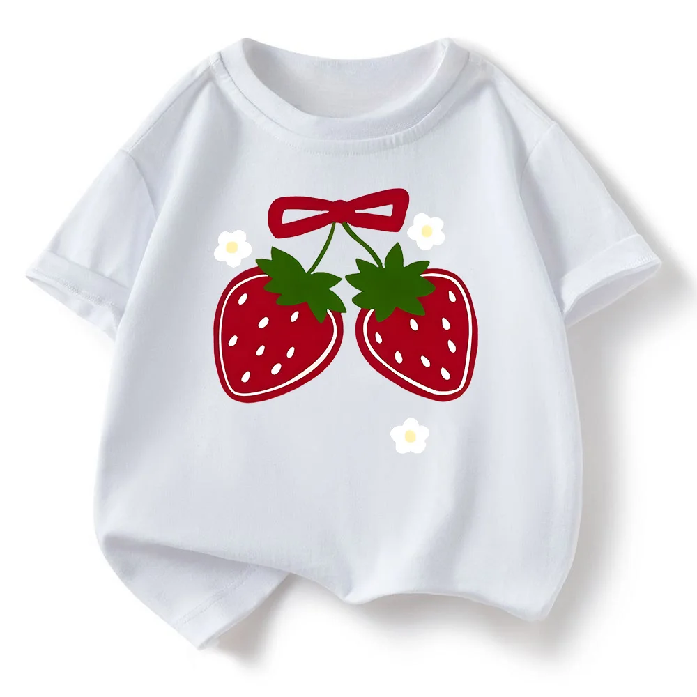 Children's T-shirt for Summer Soft Skin Friendly Loose Comfortable Casual  Simple Versatile Strawberry Short Sleeved Top
