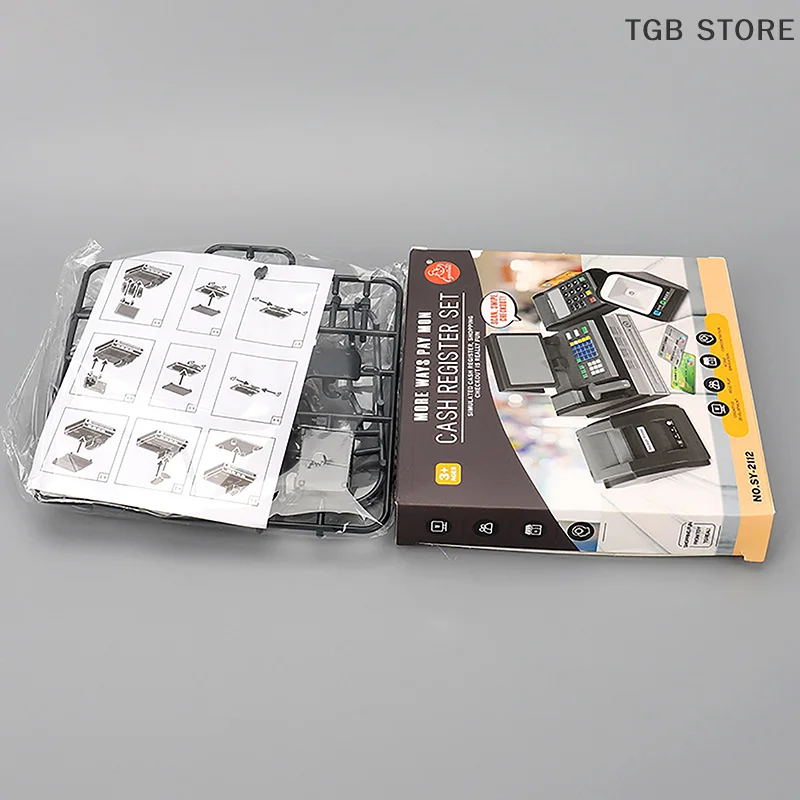 1Set Mini Cash Register Card Machine POS Machine DollHouse Supermarket Scene Props