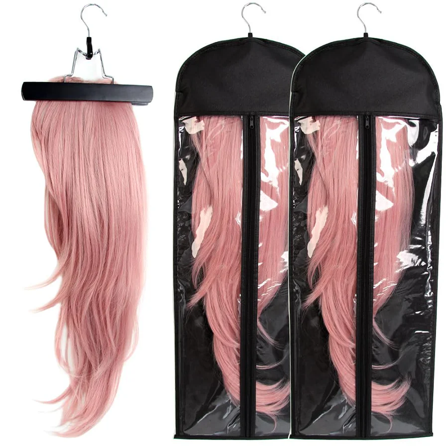 2/3/6pcs Extra Long Hair Extension Holder Wig Storage Bag with Hanger Hairpieces Ponytail Bundles Storage Carrier Case for Store