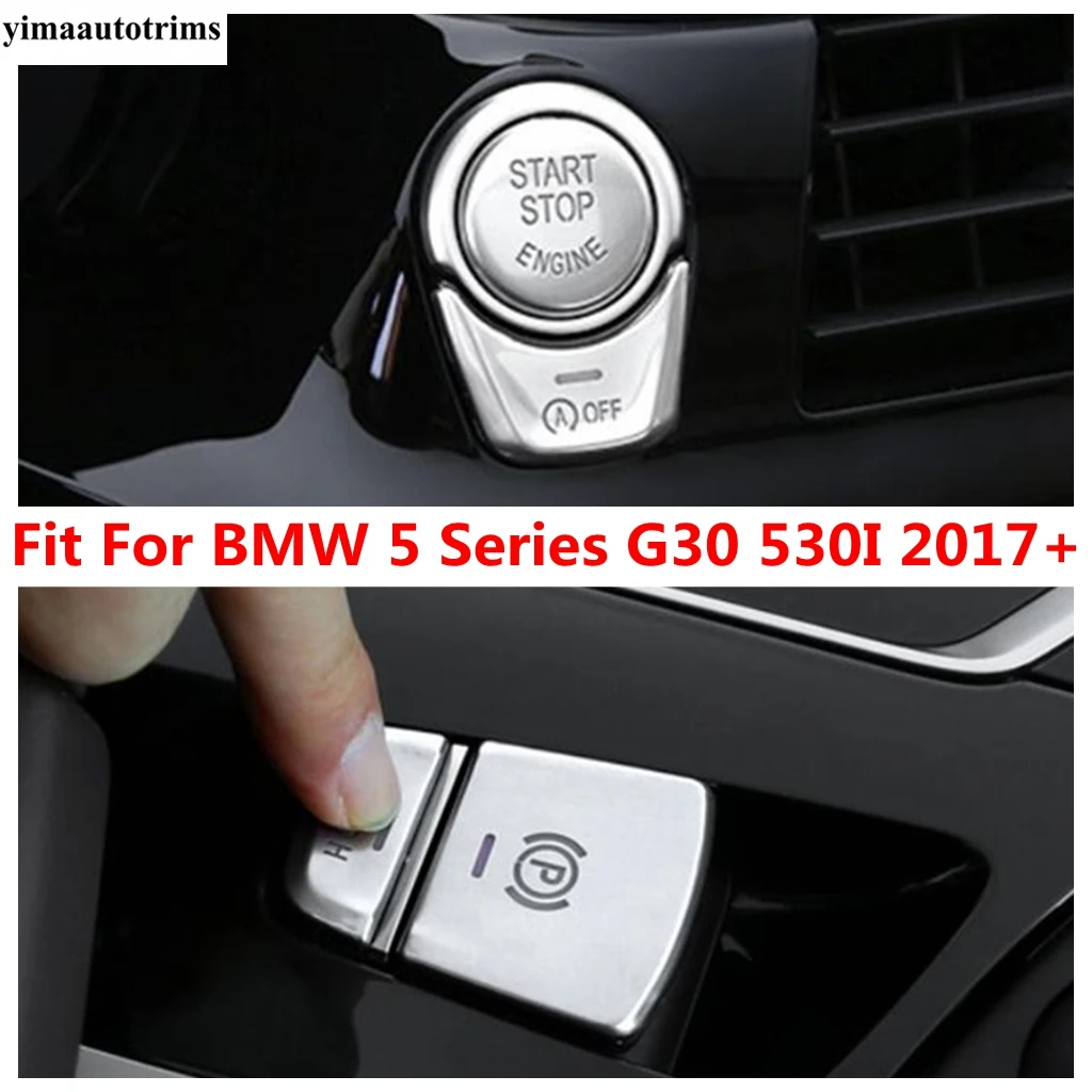 

Car Engine Start Stop Ring Hand Brake P Button Stalls Hold Switch Cover Trim Accessories For BMW 5 Series G30 530I 2017 - 2023