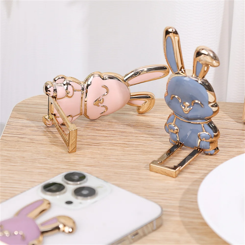 Finger Ring Holder For Phone Cute Rabbit Shape Mobile Phone Holders Universal Cell Phone Stands Foldable Finger Ring Kickstand