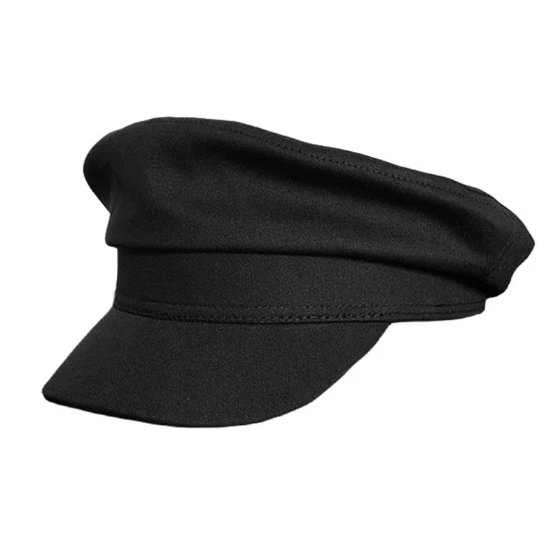 Fashion Women Men Military Cap Spring Autumn Cotton Sailor Cap Black Ladies Top Captain Cap Travel Cadet Octagonal Hat NC29