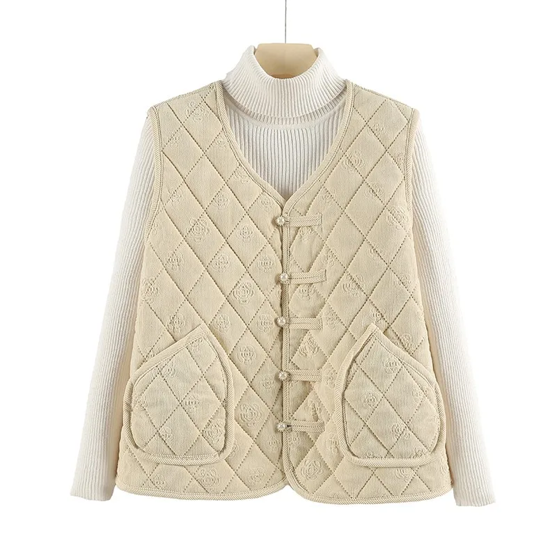 

Women Clothing Vests Autumn Winter Outerwear New Quilted Jacket Casual Sleeveless Corduroy Waistcoat