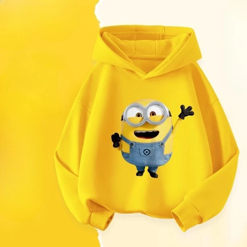 

Hoodies for Sports and Warmth, Children's Clothing in Two Colors with Printed Minions, Children's Daily Comfortable Hoodies