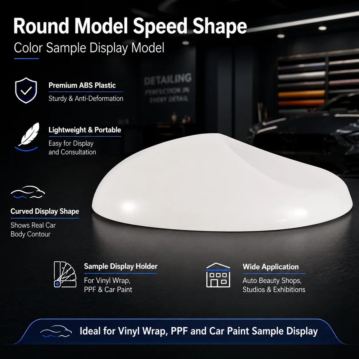 Round ABS Color Sample Display Model for Vinyl Wrap and Spray Paint, Wall-Mount Car Film Swatch Matching Car Wrap Tool Accessory