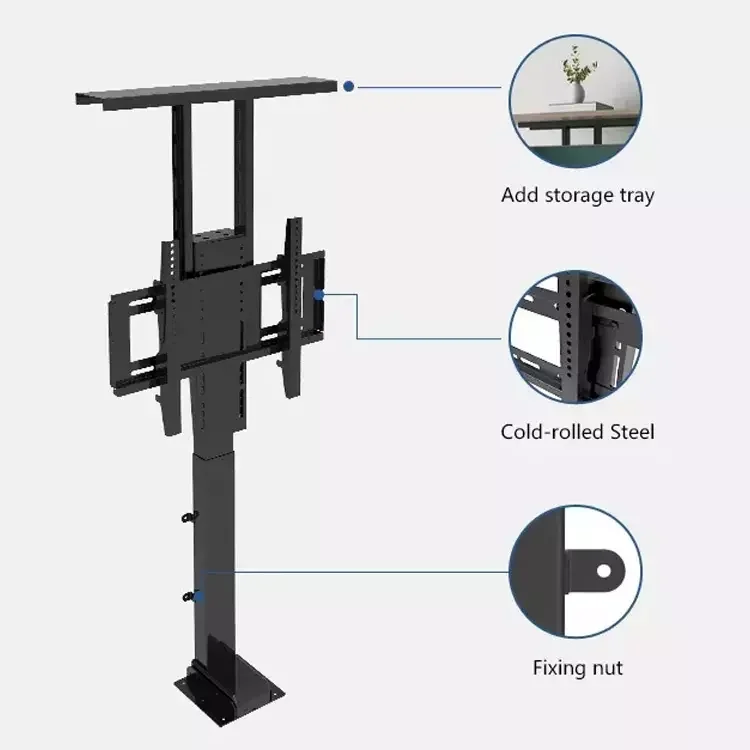 Factory Motorized Hidden TV Cabinet Lift Electrically Height-Adjustable TV Bracket for 32-70 Inches with Remote Control