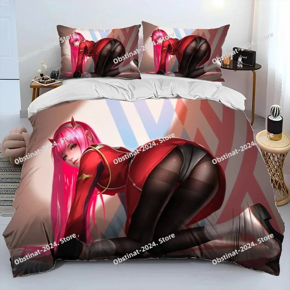 

Zero Two DARLING In The FRANXX Anime Comforter Bedding set Printed Duvet Cover Sheet Pillowcase Soft Quilt Cover Queen King Size