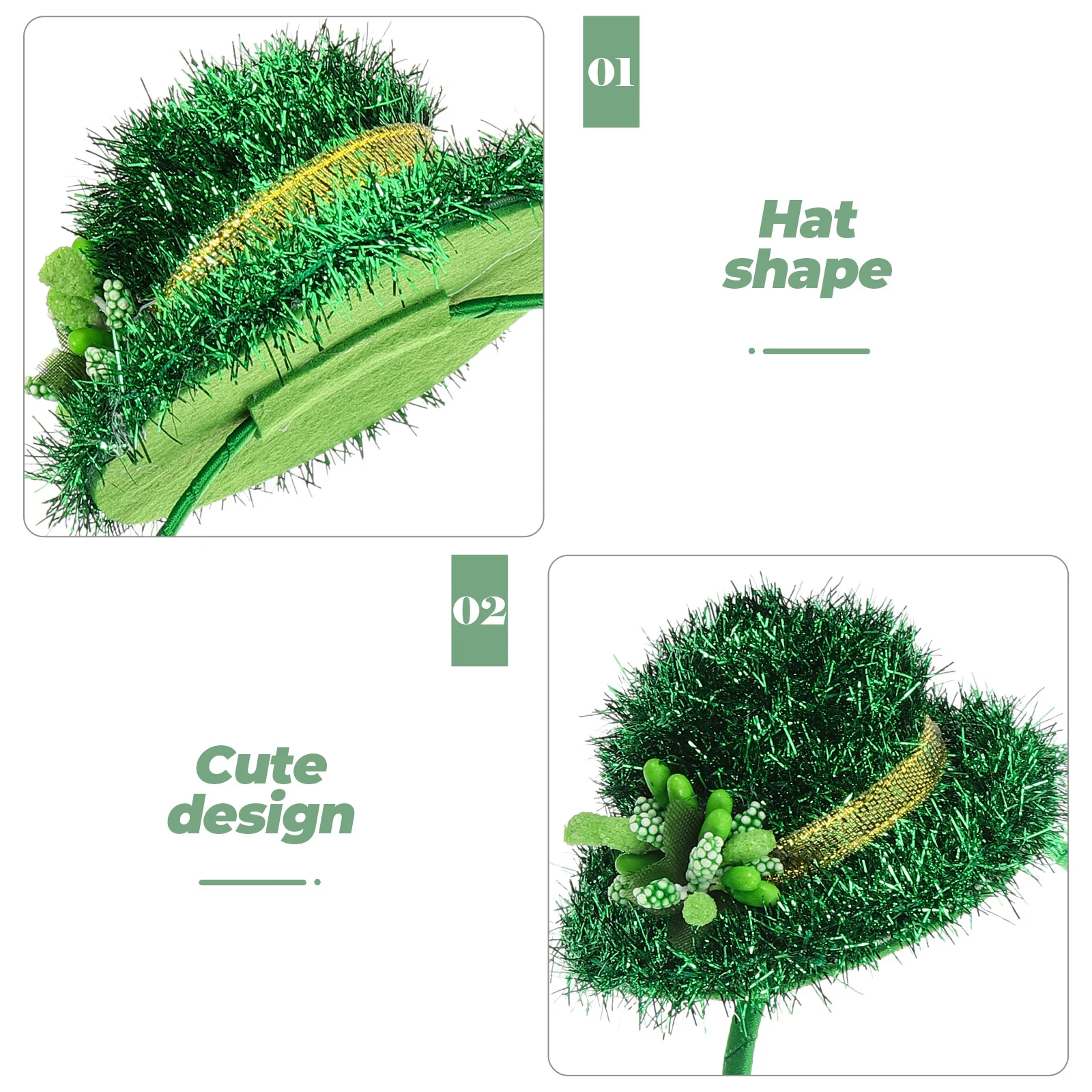 

St Patrick's Day Headband Green Hat Shaped Hair Hoop for Women Festival Party Decorative Accessory Lightweight Comfortable