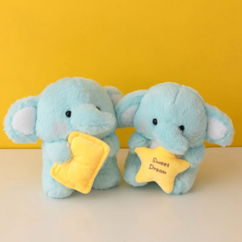 

Kawaii Good Night Little Elephant Plush Ster Blue Doll Pillow Yellow Toy Cushion Soft Gift For cHILDREN
