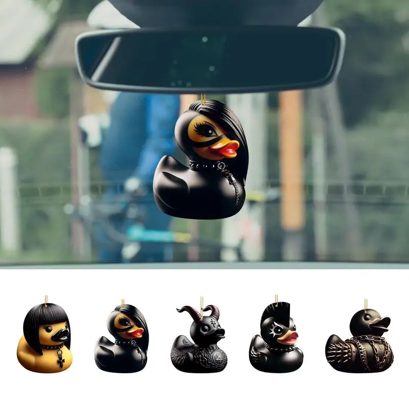 

Swing Duck Car Decoration Pendant Spooky Theme Auto Rearview Mirror Ornament For Women Car Interior Accessories